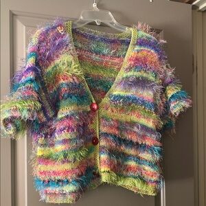 Colorful Fuzzy Knit Cardigan
